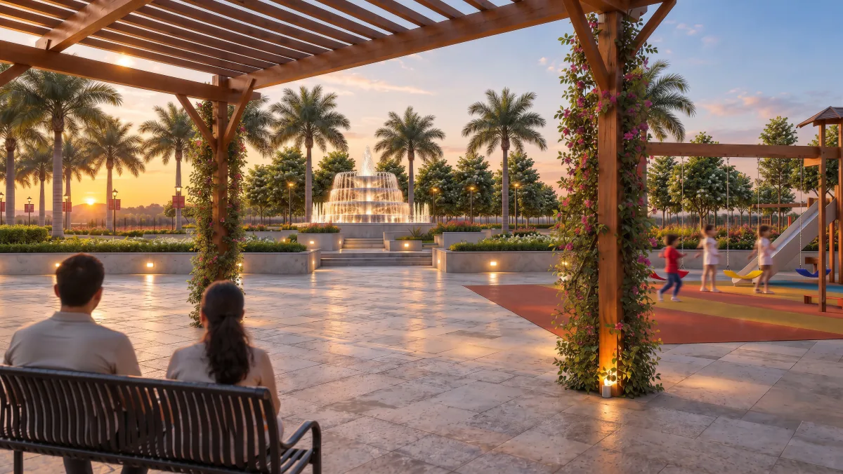 Hara Rassai Vijayam Children's Park with pergola and fountain